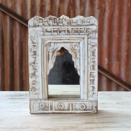 Rustic Handmade Vintage Style Indian Temple Mirror Small Wall Decor 12x3x17 cm