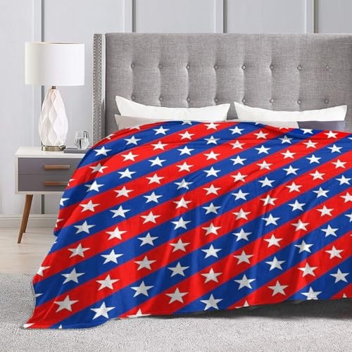 Patriotic Stars Fleece Blanket 50"x 40", Red White Blue 50"x40" Black3-3 gallery