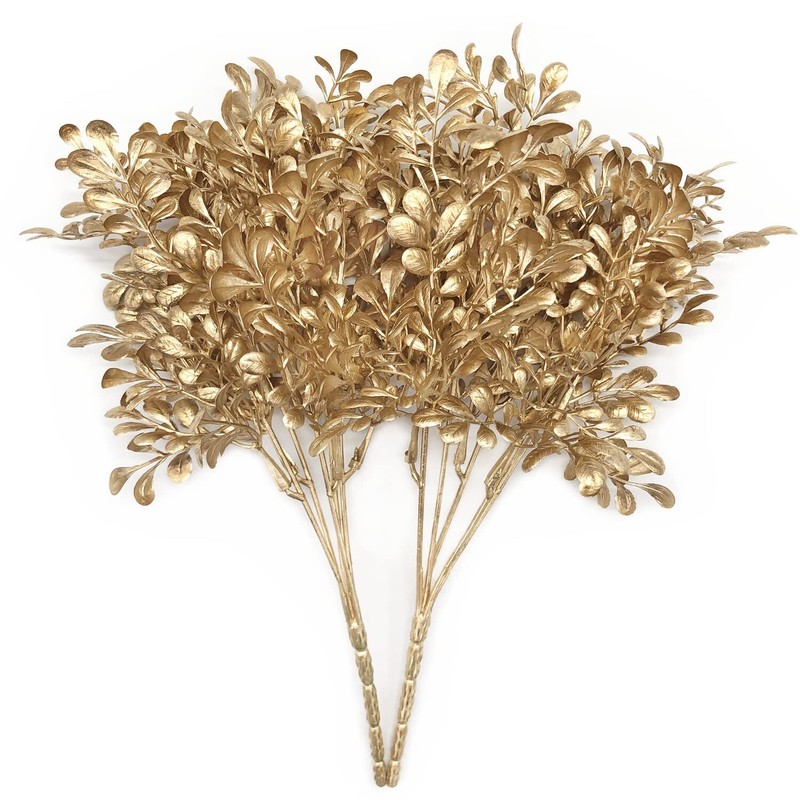 Artificial Plants Golden Leaf Plastic Fake Plant Leaves Bush Grass Decoration…