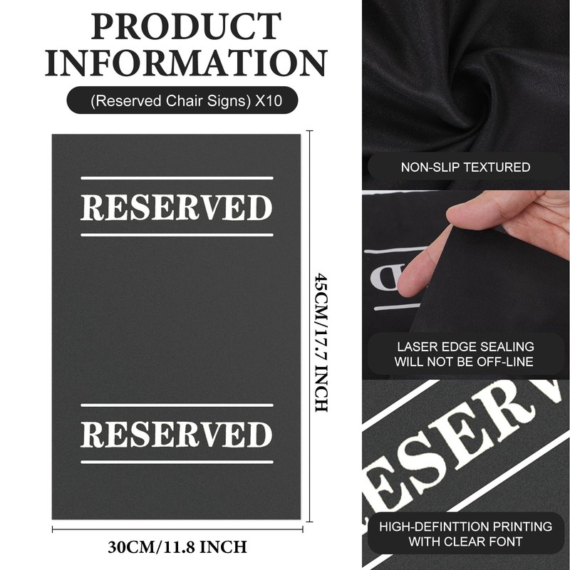 10 Pcs Reserved Chair Signs Cloth Church Placeholder Pew Seat Covers Printed gallery