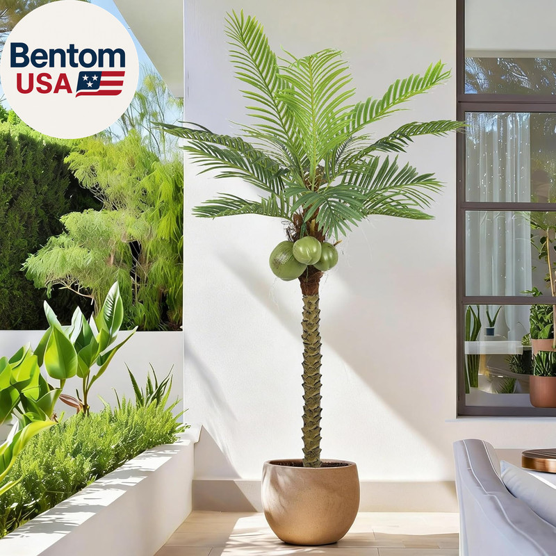 Artificial Phoenix Palm Tree 6.5FT Tall Large Faux Coconut Trees with Realistic gallery