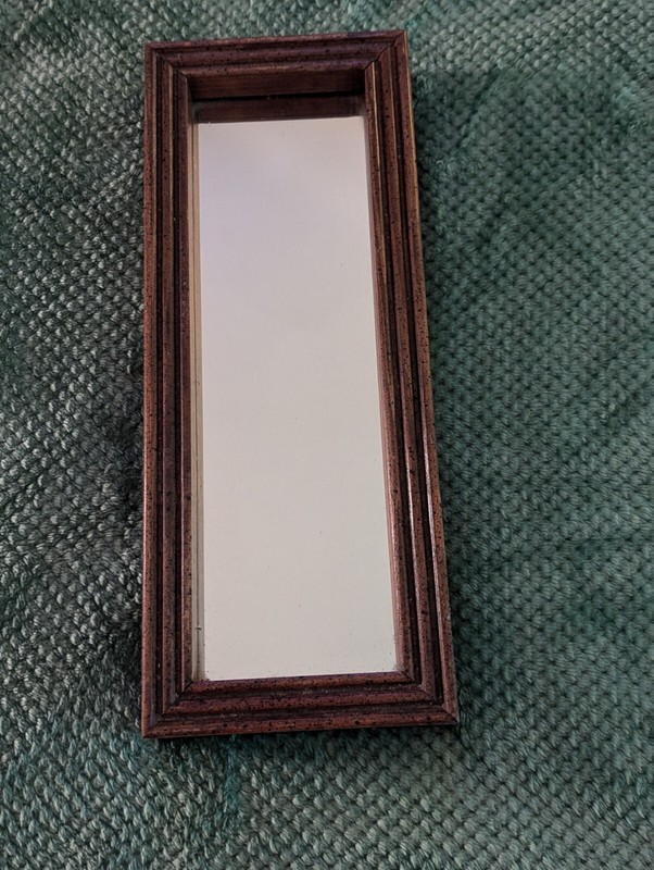 Small Decorative Mirror Rectangle Dark Wood Vintage 13″ X 5″ X 1 1/2″