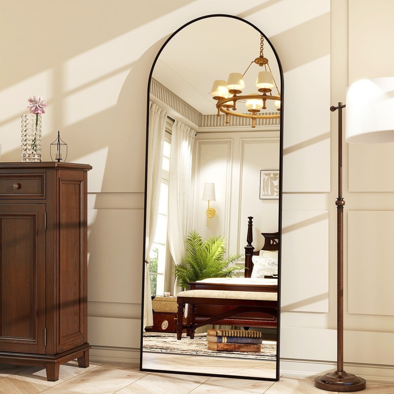 BEAUTYPEAK 64"x 21" Full Length Mirror Arched Standing Floor Mirror Full Body Mi gallery