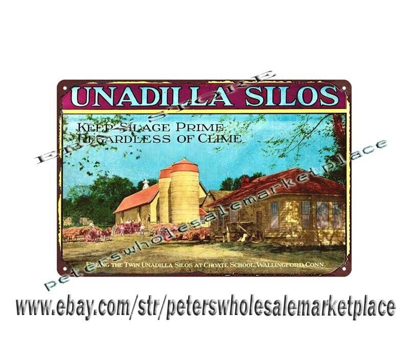 1920 UNADILLA SILO New York agriculture farm silage metal tin sign accent wall gallery