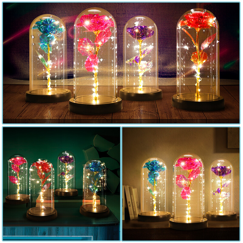 Eternal Galaxy Rose In Glass Dome LED Light Forever Gift Flower Valentine's Day gallery