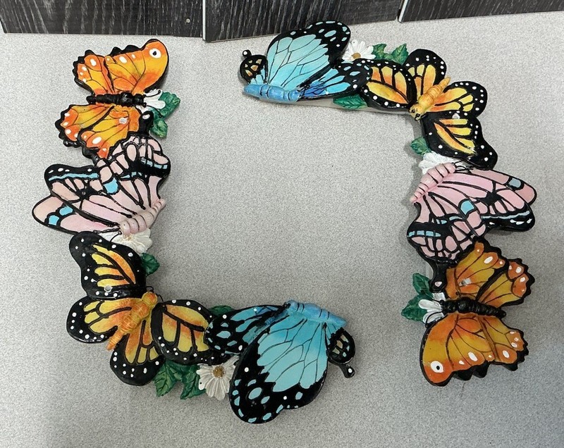 Vintage Butterfly Wall Decor Door Or Window Frame Hanging Plaster Set Of 2