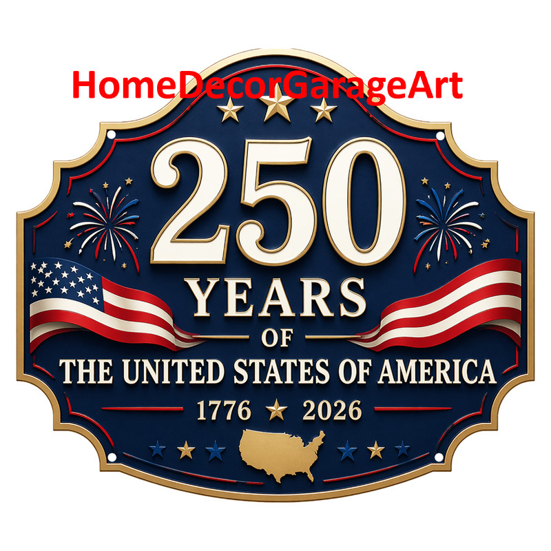250 Years United States of America 16×14″ Cutout Shape Metal Art Sign Garage Art