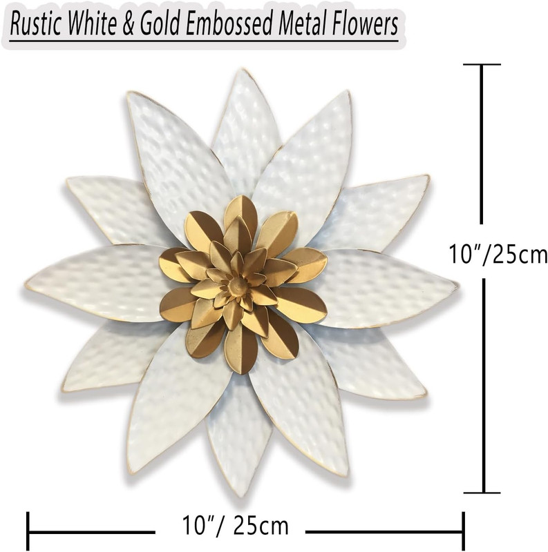 Metal Flower Wall Art Decor,10" Rustic Modern Antique Floral Sculpture, Distress gallery