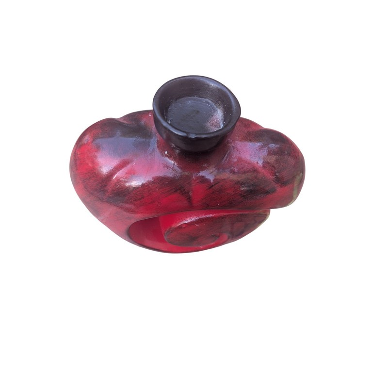 Abstract Spiral Ceramic Vase Red Black Modern Sculptural Art Pottery Decor 7in gallery