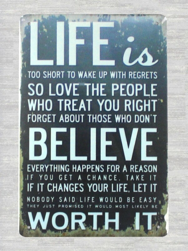 Life is too short tin metal sign pub cafe wall decor