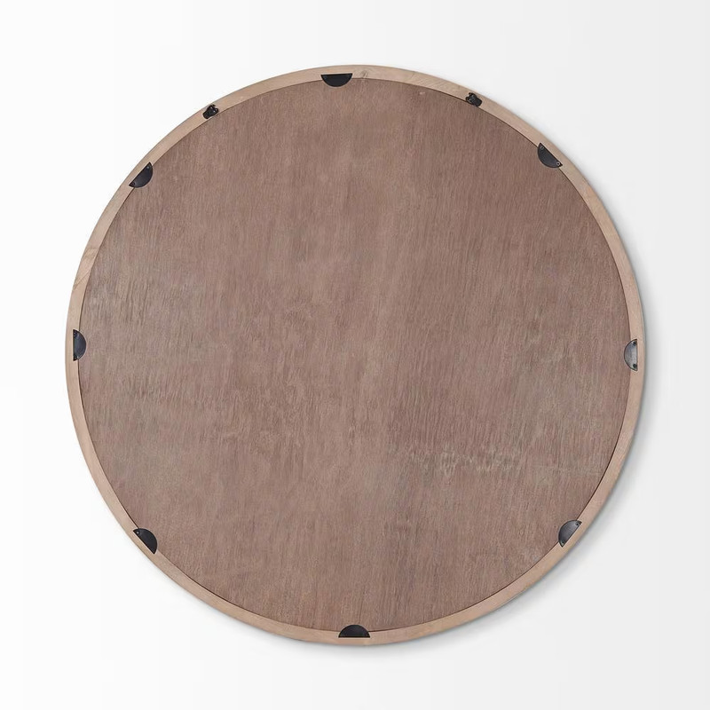 Gambit 1 In. W X 49 In. H round Light Brown Wood Frame Wall Mirror gallery
