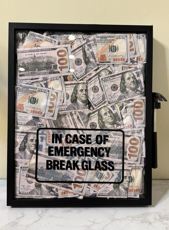 In Case of Emergency Break Glass Money Hypebeast Luxury Decor 12×15 Street Art