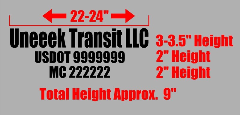 CUSTOM NAME TEXT Truck Business Decal stick vinyl for Description DOT MC LLC