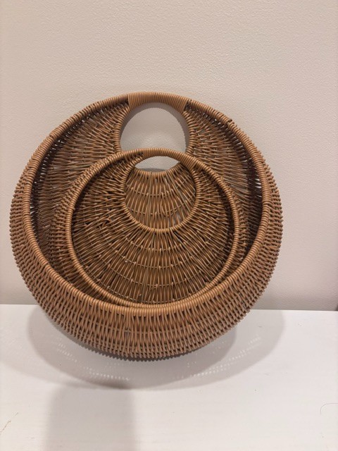 Set of Two Nesting Rattan Circular Baskets BOHO Wall Hanging gallery