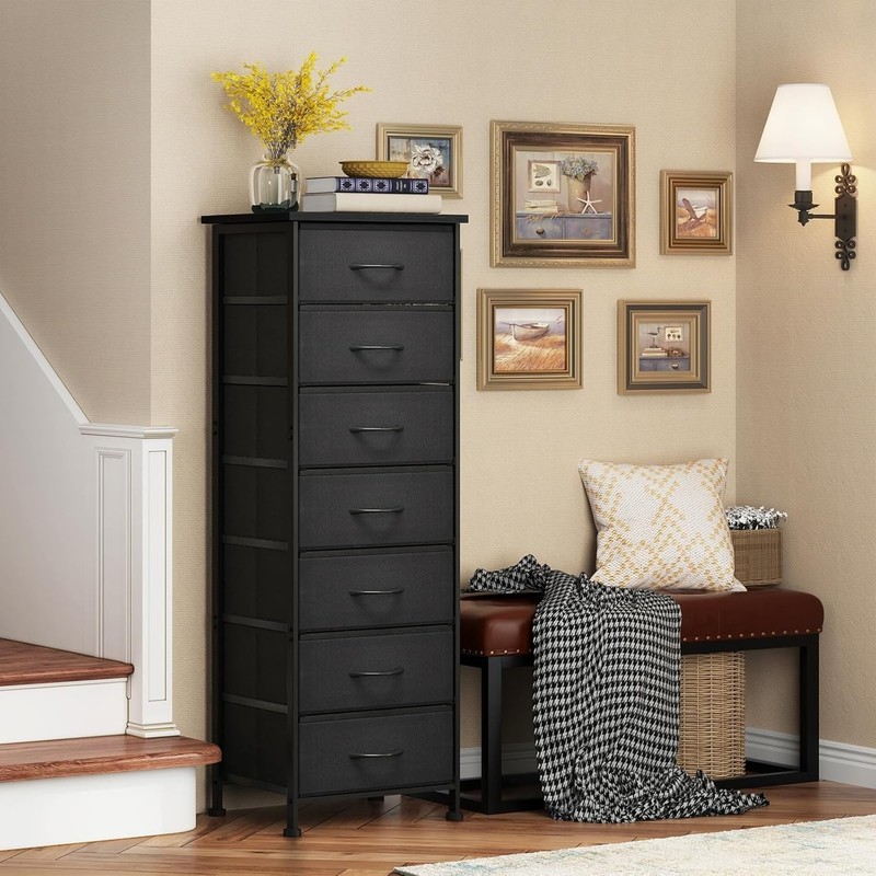 Fixwal Black Tall Skinny Dresser for Bedroom, Narrow Storage Organizer 7 Drawers gallery