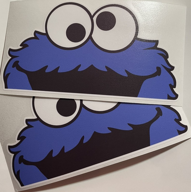 Pair JDM Drift Cookie Monster 7″ Wide Vinyl Decal Sticker Funny Car Truck Suv
