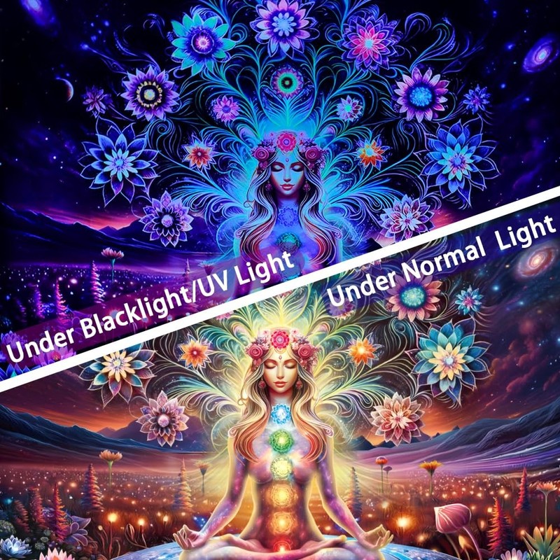 Seven Chakra Yoga Meditation Tapestry Flower Chakra Tapestries Galaxy Space P... gallery