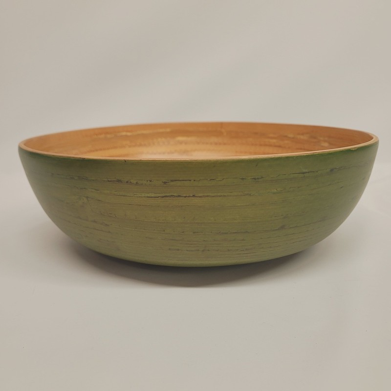 Handmade Lacquerware 12" Bamboo Decorative Bowl Olive Green Asian Design Inc. gallery