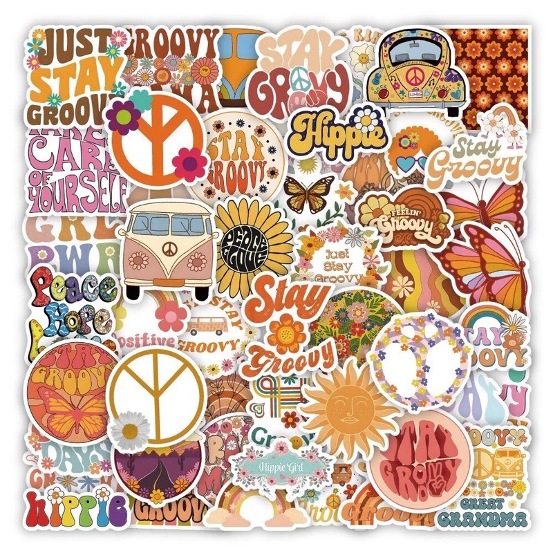 10 Random Retro Hippie Life Stickers Peace Love Decal Laptop Hydro Free Shipping