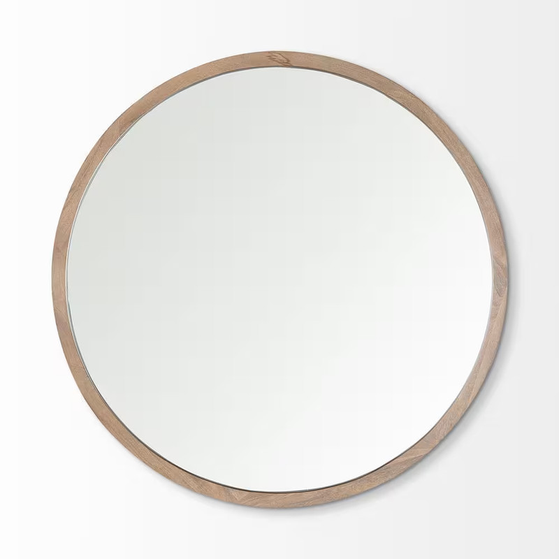 Gambit 1 In. W X 49 In. H round Light Brown Wood Frame Wall Mirror gallery