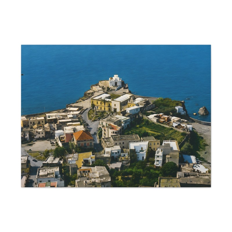 Ancient Forio Ischia Coastal Village Aerial Canvas | Classic Canvas