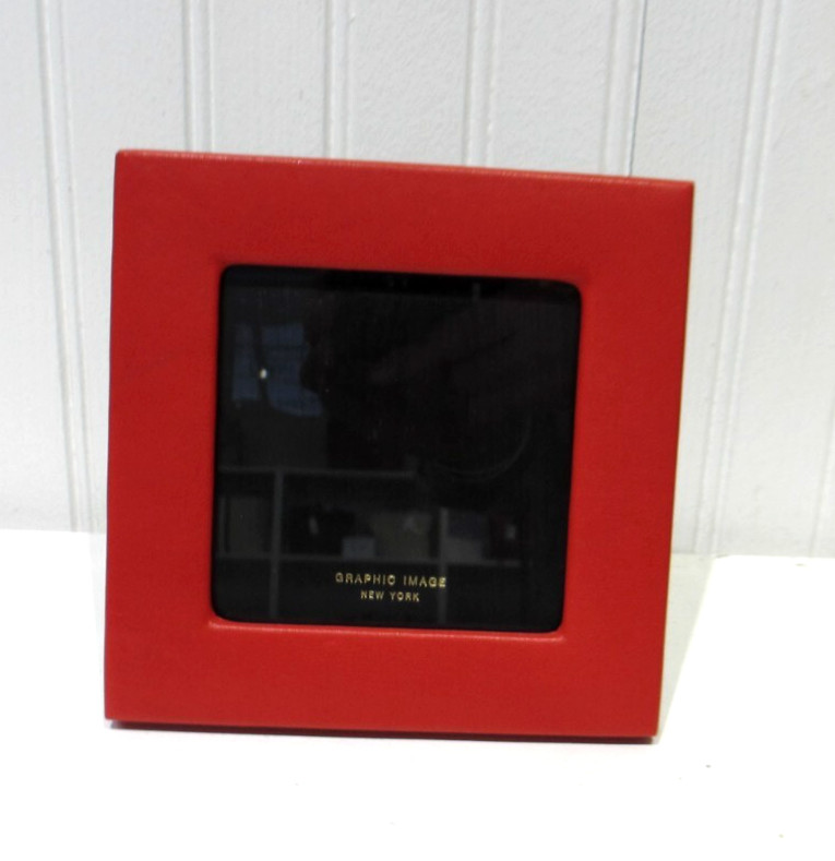 Frame Holds 4x4" Photo Square Leather RED Graphic Image gallery