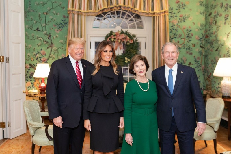 President Trump and President George W. Bush meet at Blair House Photo Print