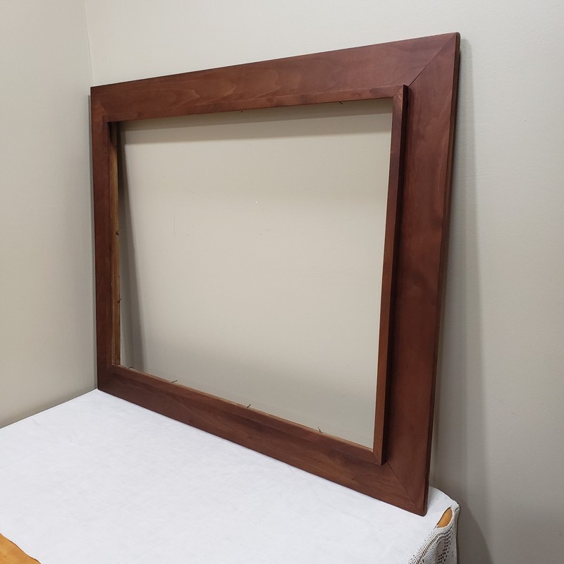 Walnut Picture Frame 22x28 Stepped Profile Wide Moulding Handmade MCM Wall Decor gallery