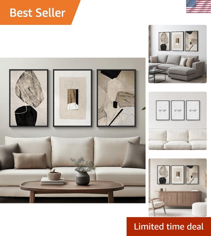 Modern Canvas Wall Art Set of 3 – 16×24 inch Abstract Prints for Home Decor