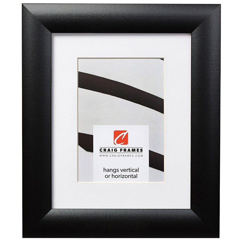 Craig Frames Contemporary Wide, 1.5″ Gallery Black Picture Frame With a Mat