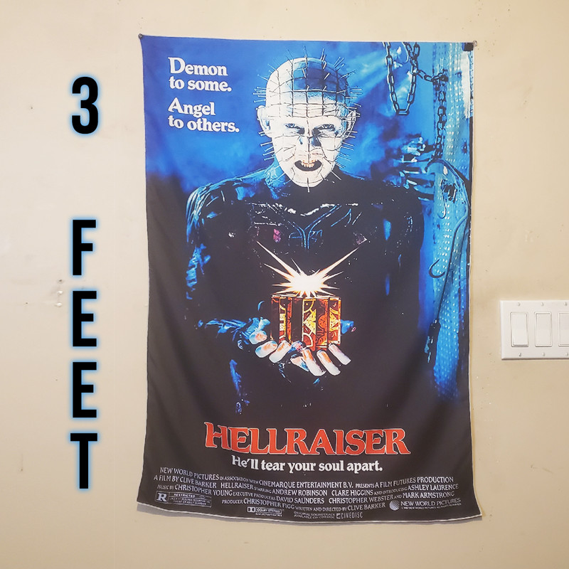 Hellraiser 2×3 foot tapestry – Horror movie banner wall flag Pinhead