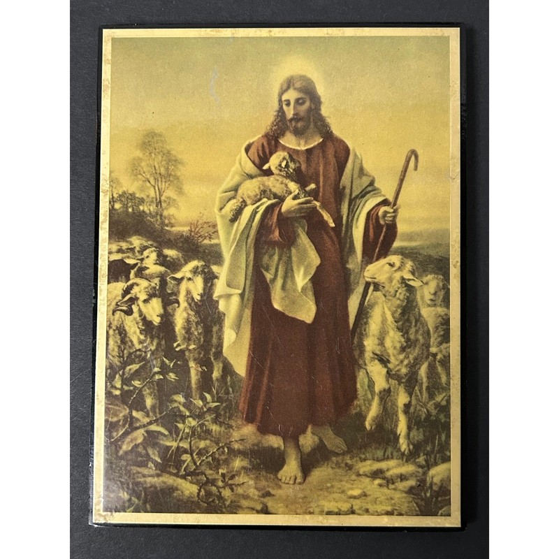 Vintage Bit-O-Sunshine Jesus the Good Shepherd Plaque No 763 5x7inches