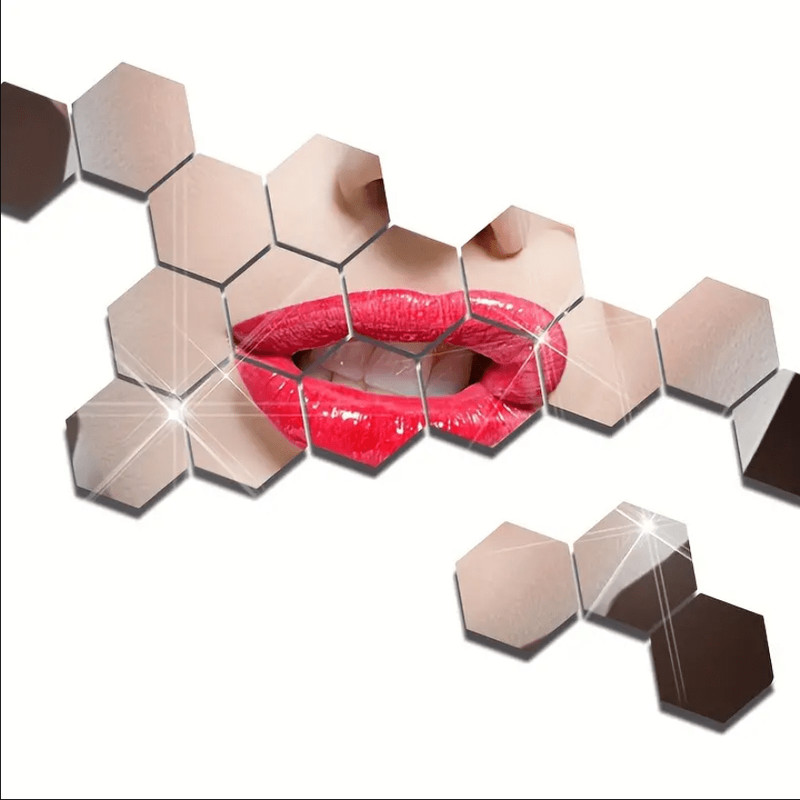 72Pcs Hexagon Mirror Stickers Splicing Decor for Hallway Stair & Entryway gallery