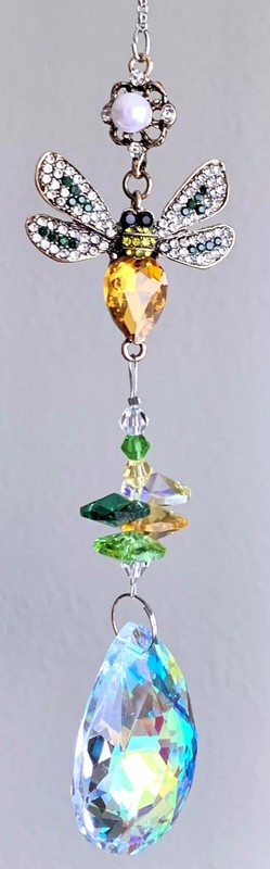 Sparkly Crystal Golden Bumblebee Bee Jeweled Suncatcher Window Sun Hanging New