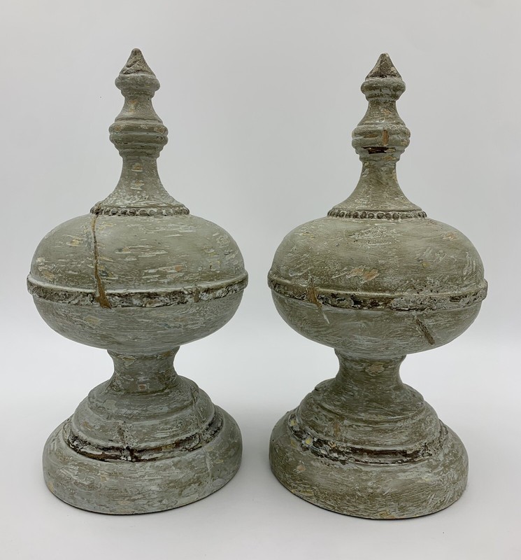 Pair of Home Finials by Aiden Gray – Antique Distressed 13″ – Home Accents