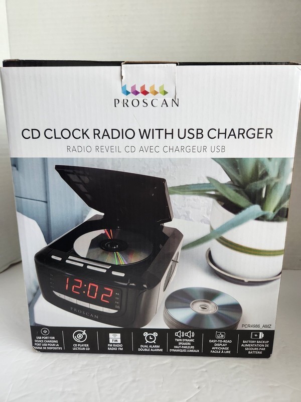 Sylvania Proscan CD Clock Radio with USB Charger SCR4986 Black gallery