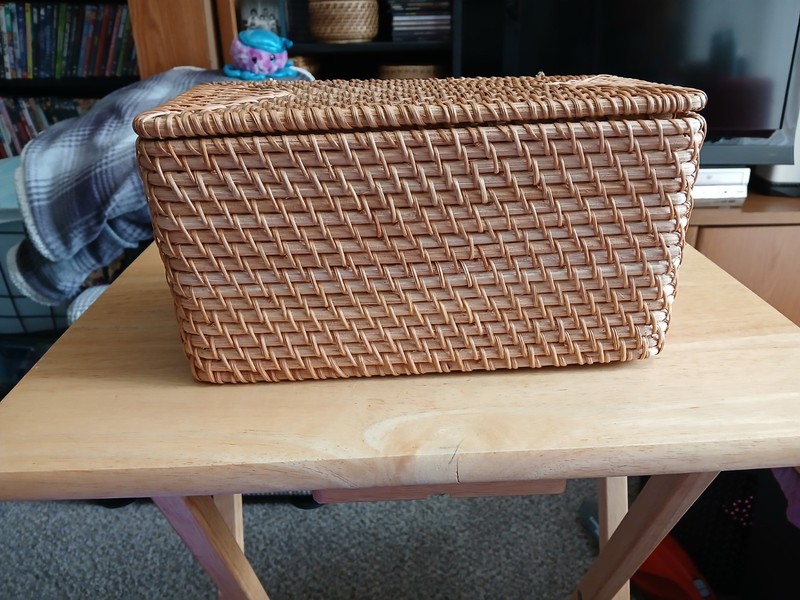 RATTAN 10" LONG BY 5.5" DEEP BY 5.5" TALL RECTANGULAR STORAGE BOX