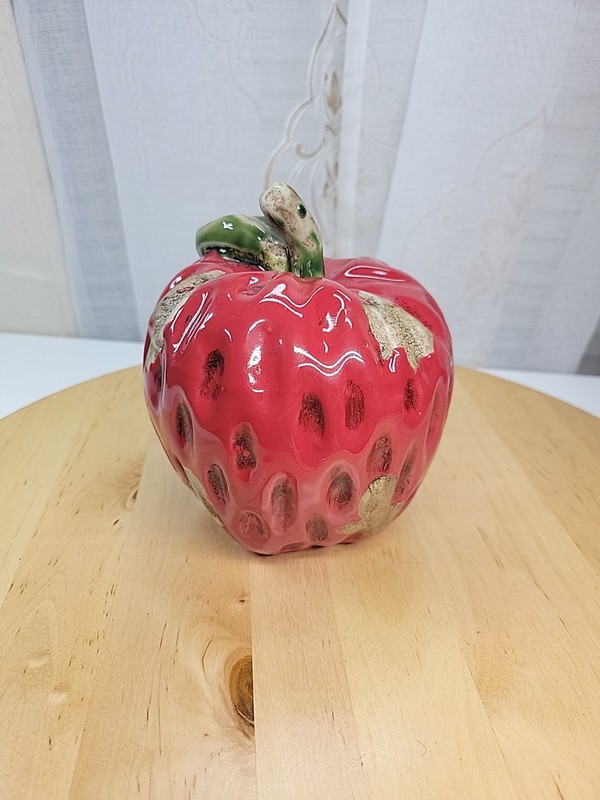 Strawberry Dimpled Ceramic Decoration Kitchen Spring Summer Food Fruit 5.5" gallery