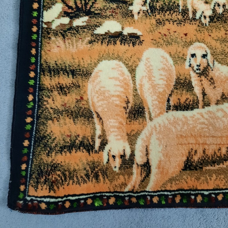 Vintage Jesus The Good Shepherd and Sheep Velvet Tapestry Wall Hanging Religious gallery