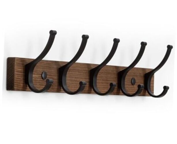 Optish Coat Rack Wall Mount6.5 Inches Wood Coat Hooks, Wall Hooks for 1 Brown