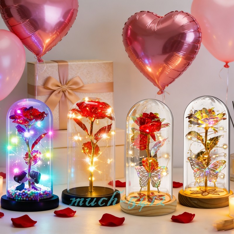 Eternal Galaxy Rose In Glass Dome LED Light Forever Gift Flower Valentine's Day gallery