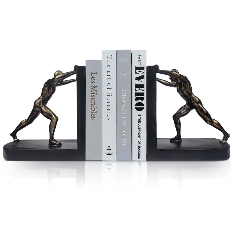 1 Pair 7 Inch Resin Man Decorative Bookends NonSkid For Heavy Books