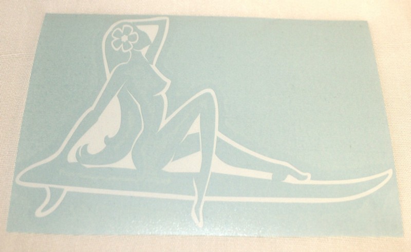 Hawaiian 6″ White Surf Sexy Surfer Girl~ Hawaii Vinyl Car Window Decal Sticker