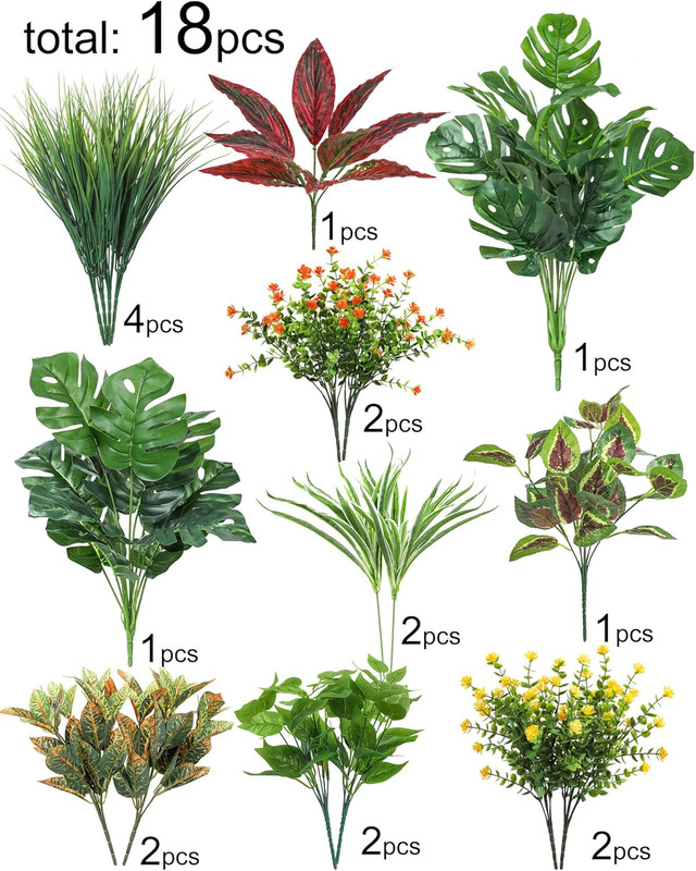 18 Pcs Artificial Plants Outdoor, Fake Boxwood Plants UV Resistant Artificial Fl gallery
