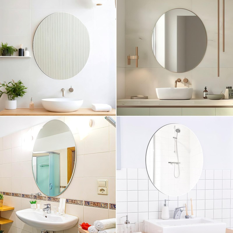 JUNEBRUSHS Oval Mirror, Acrylic Bathroom 13"L x 16.5"W, Transparent gallery