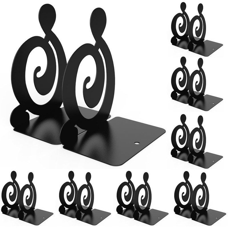 Black Metal Book Ends Heavy Duty 8 Pair