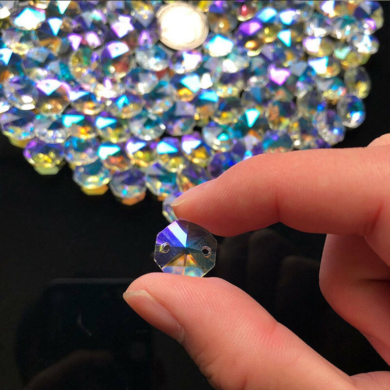 14MM 100X AB Octagonal Rainbow Beads Crystal-Chandelier-Suncatcher-Pendant Craft gallery