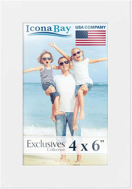 – 4X6 White Picture Frame – Sturdy Wood Composite Photo Frame – Sleek Design, Ta