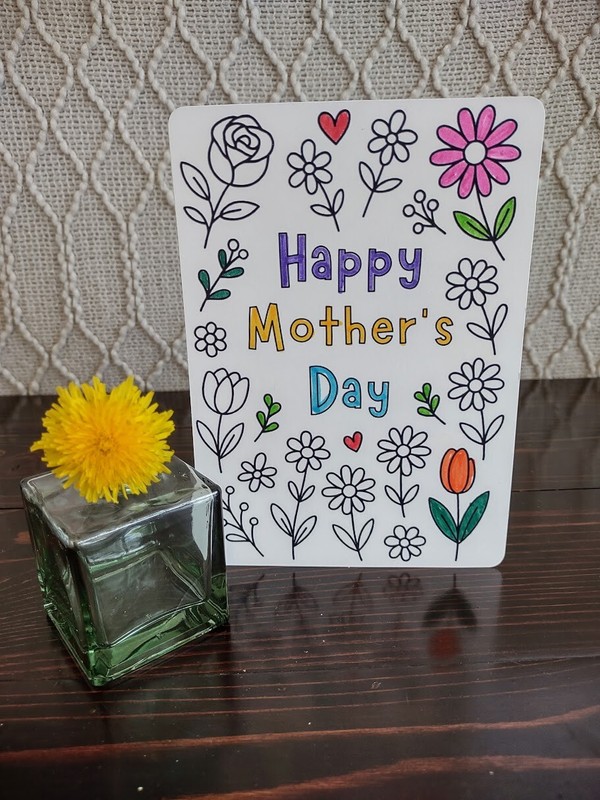 Mini Green Glass Vase | Small Round Bud Vase | Dandelion | Mother’s Day Card