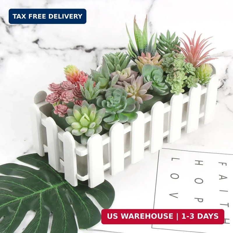 FOIMAS 18pcs Mini Artificial Succulent Plant,Flocked Faux Succulent for Floral W gallery